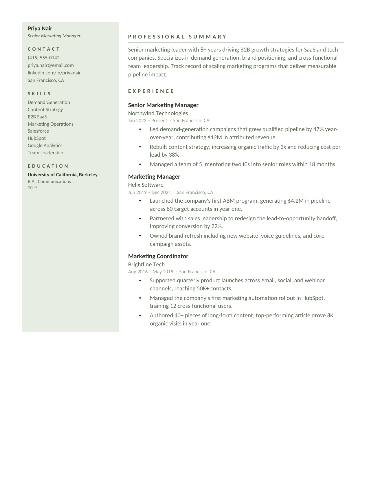 The Modern resume template