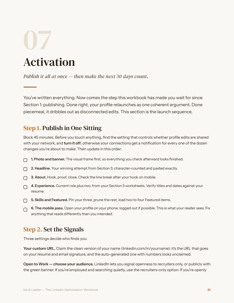 Sample page: Section 7, Activation