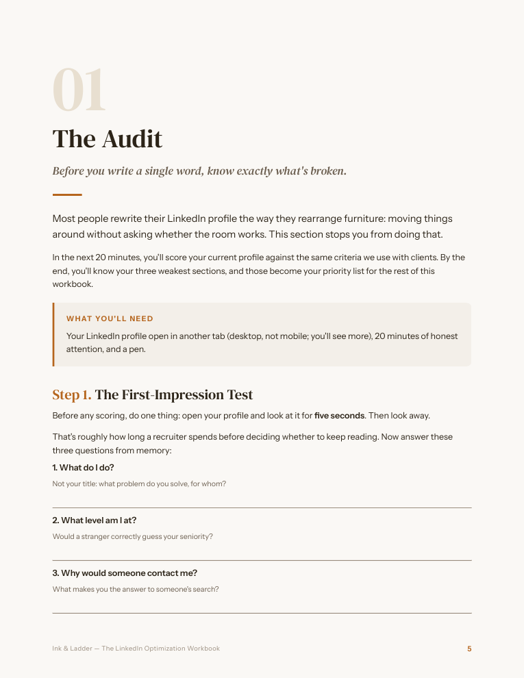 Sample page: Section 1, The Audit